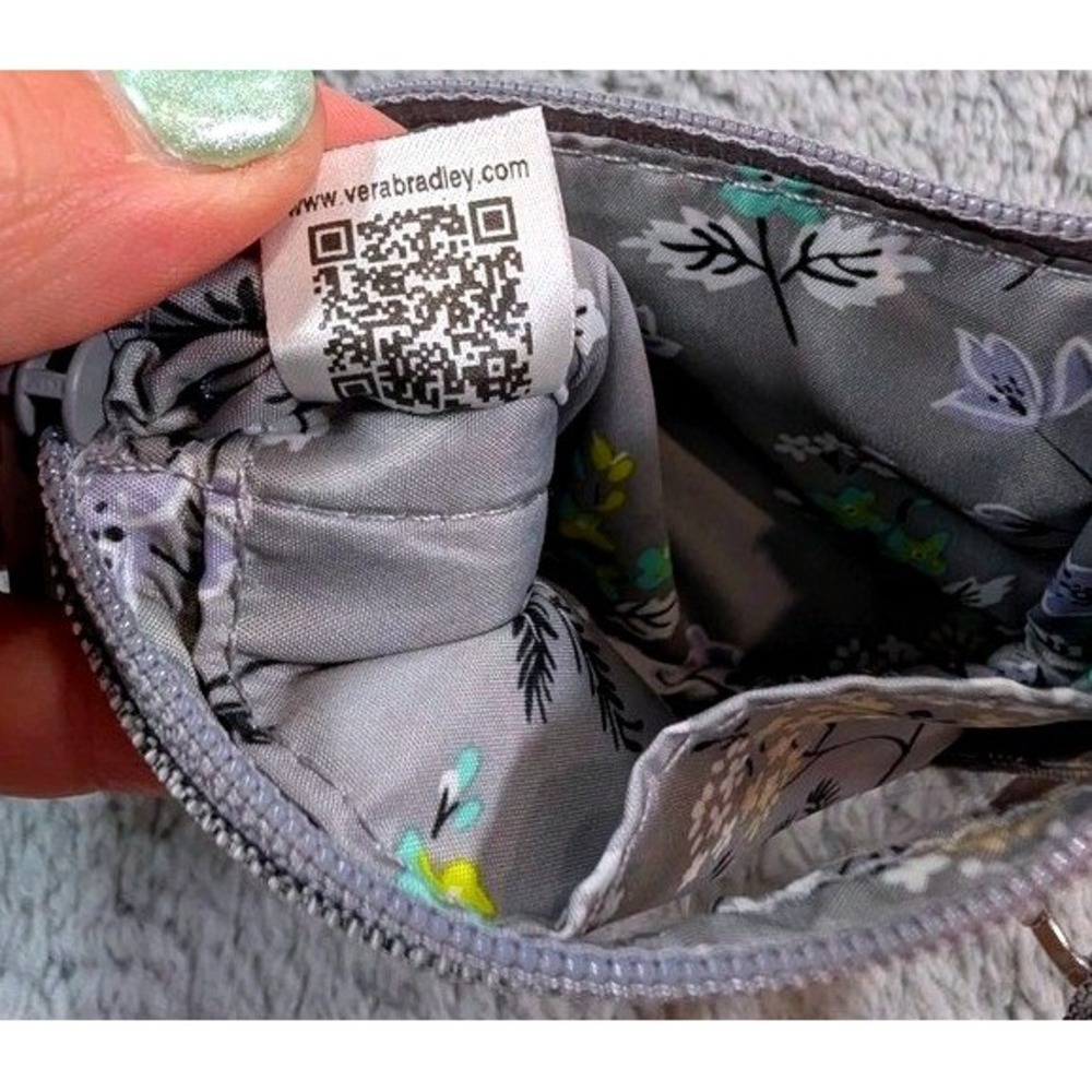 Vera Bradley Zip ID Case Lanyard Womens One Size Gray Heathered ReActive Floral - Picture 6 of 11